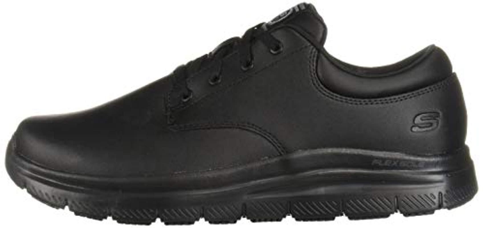 Skechers Leather Flex Advantage Sr Fourche Food Service Shoe in Black