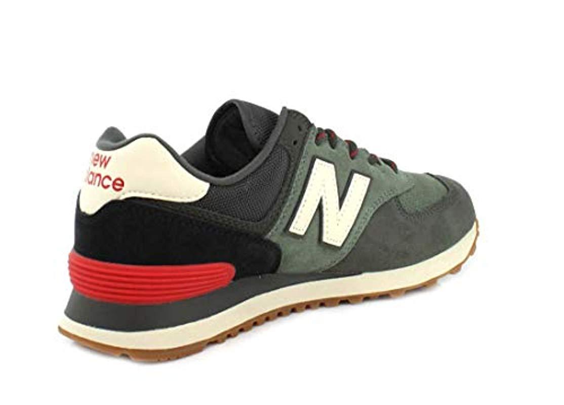New Balance Suede 574 Mens Green / Red Trainers for Men | Lyst
