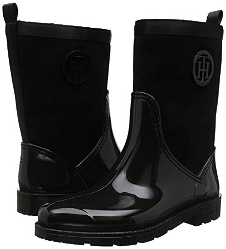 Tommy Hilfiger Warmlined Suede Rain Boot Wellington in Black - Save 36% -  Lyst