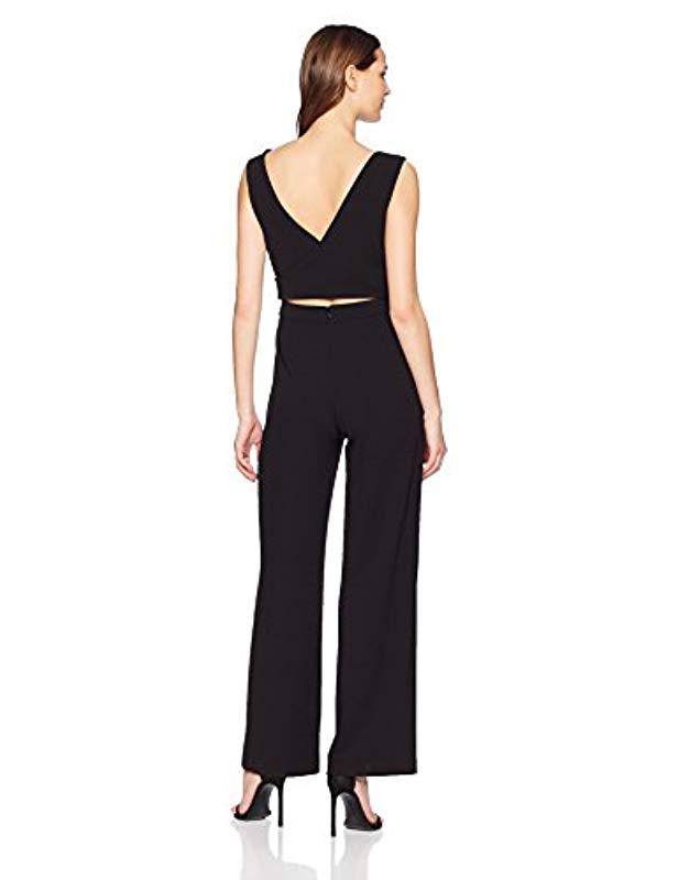 Calvin Klein Sleeveless V Neck Jumpsuit With Self Sash Waist in Black | Lyst