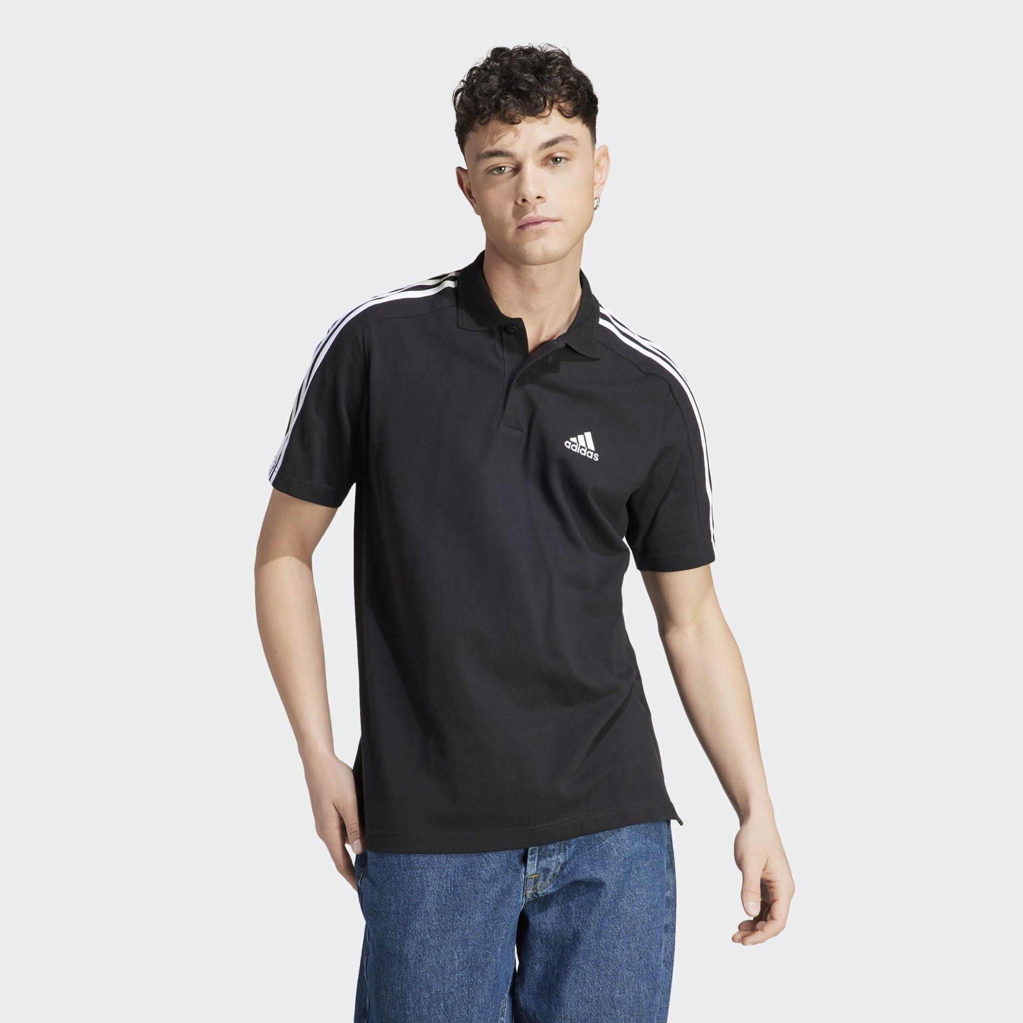 adidas Essentials Piqué Geborduurd Klein Logo 3-strepen Poloshirt Korte  Mouw Poloshirt Xxs Zwart/wit in het Zwart voor heren | Lyst NL