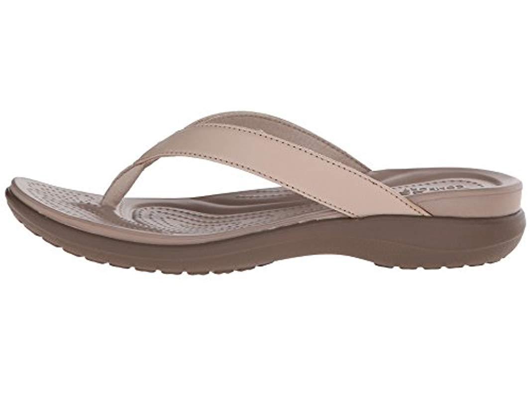 Crocs Womens Capri V Flip Flop Lightweight Beach Shoe Casual Sandal With Extra Soft Footbed and Soft Leather Straps 