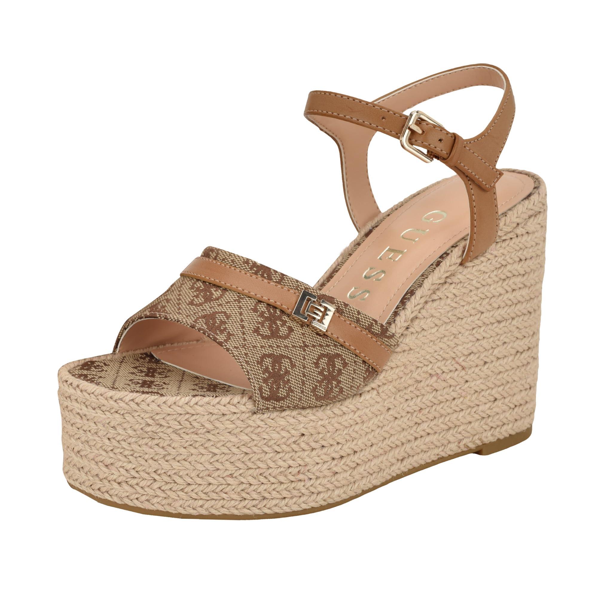 Sandali Con Zeppa GUESS Avin Donna - In Pelle Con Plateau E Cinghie Reggitallo Con Logo