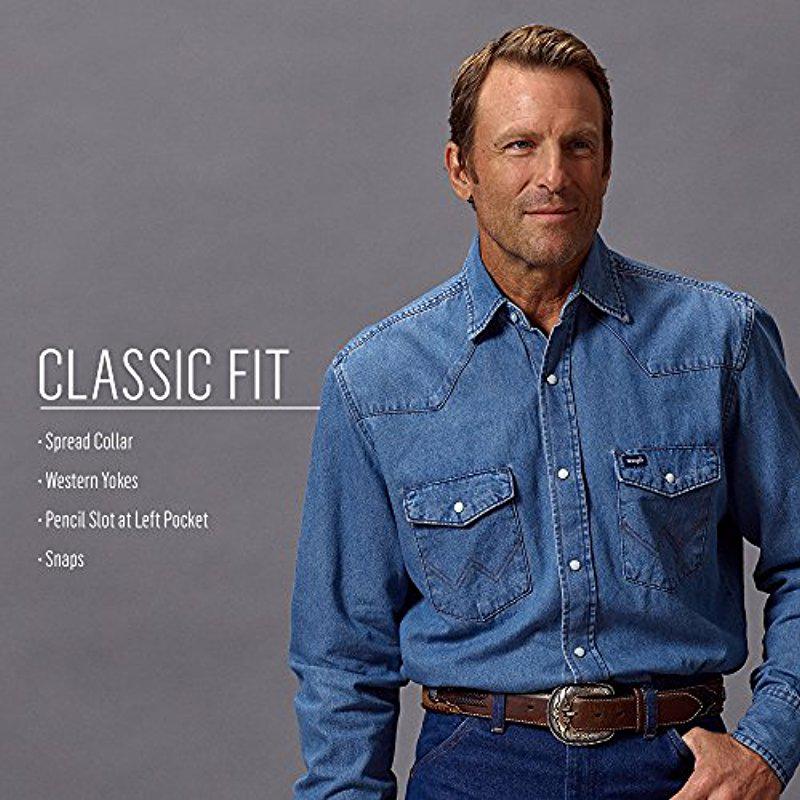 wrangler cowboy cut denim shirt