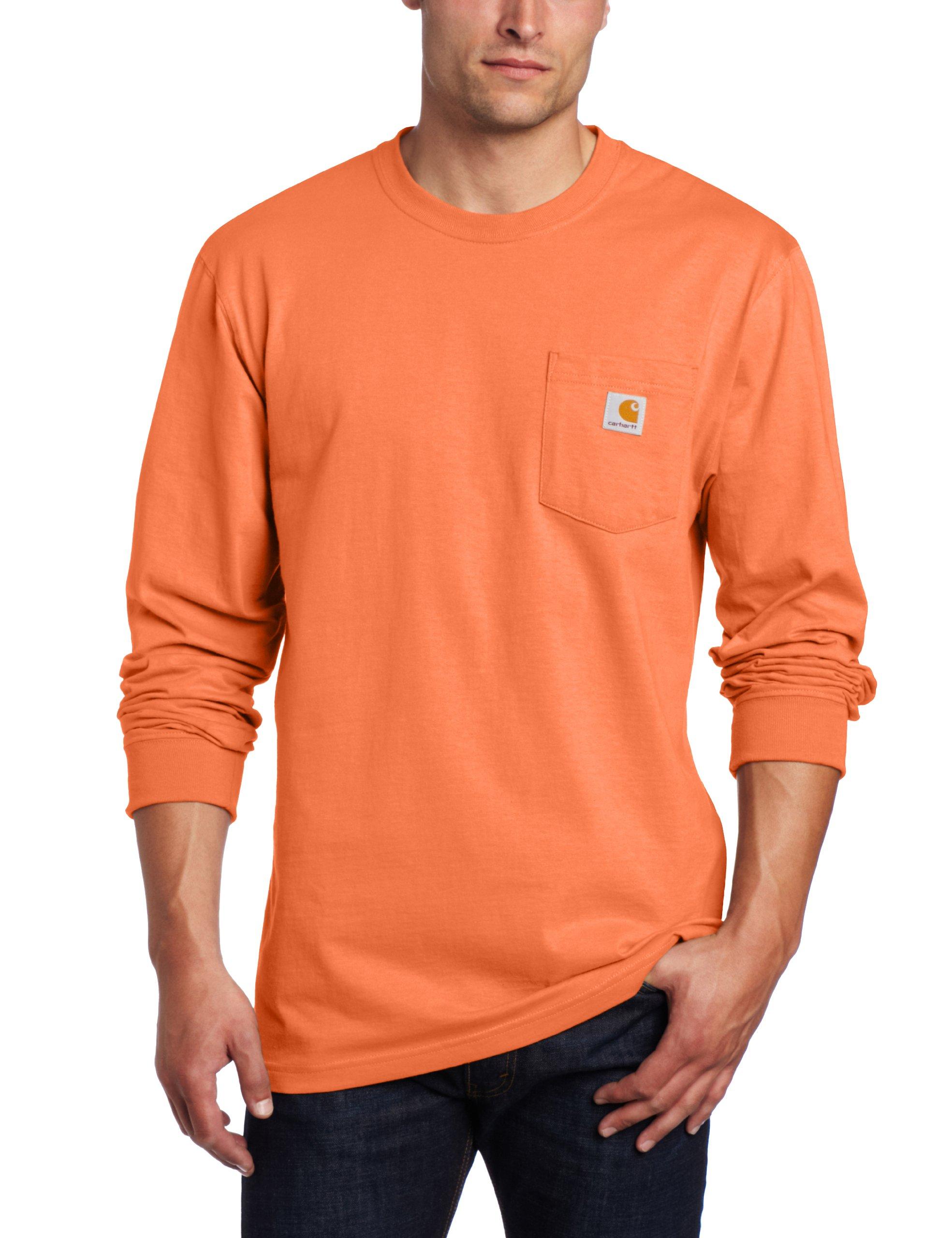 Carhartt Cotton K126 Workwear Jersey Pocket Long-sleeve Shirt in Orange ...