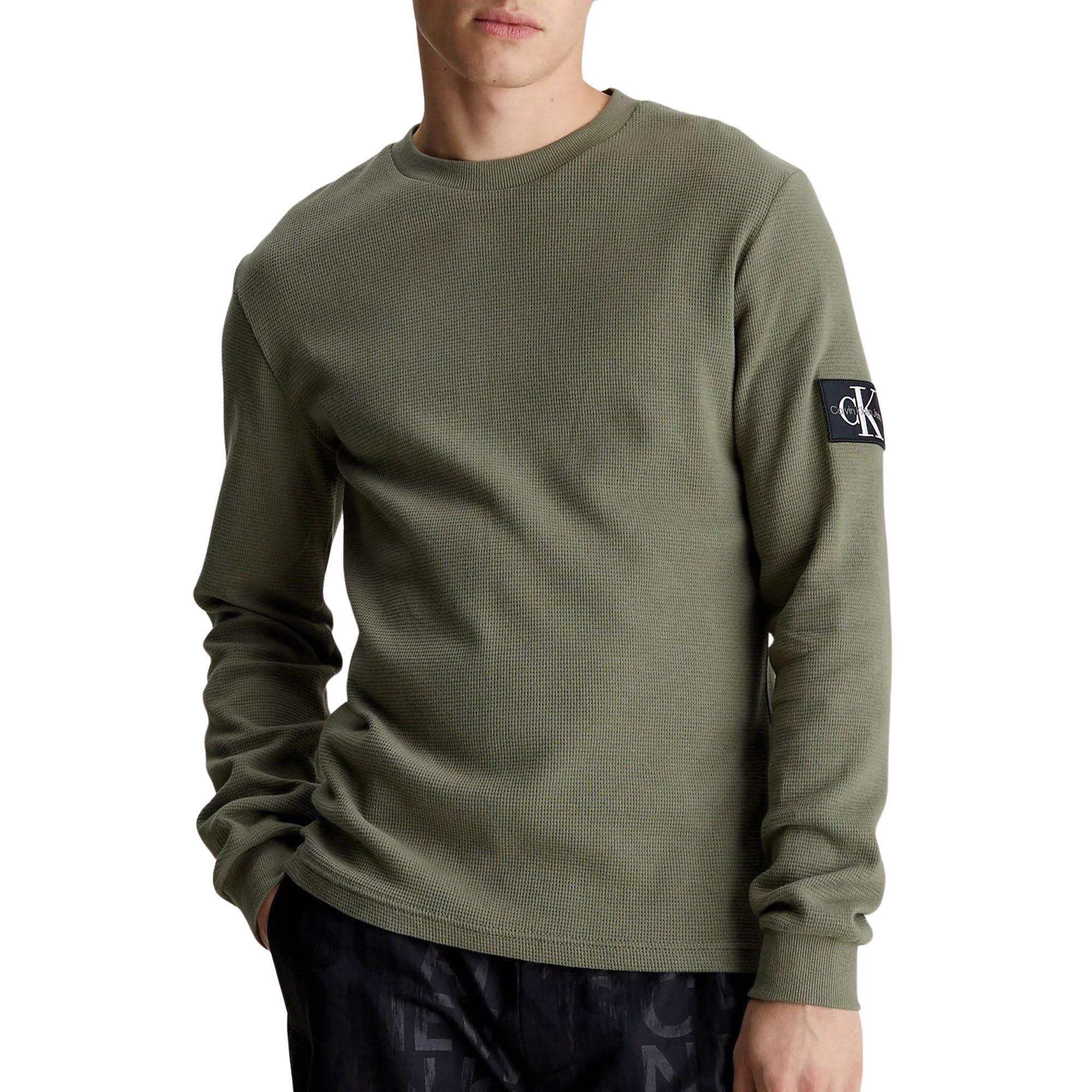 Calvin Klein Badge Waffle Ls Tee L/s Knit Tops Green for Men | Lyst UK