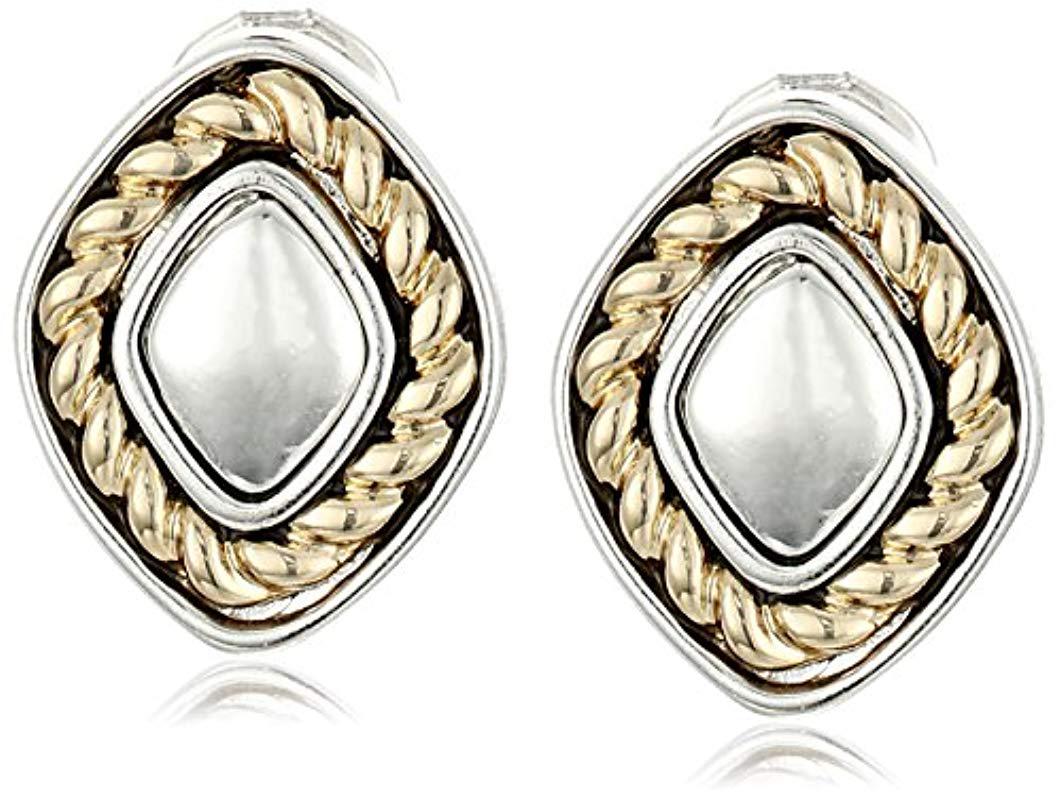 Lyst Napier Texture Play Two Tone On Clip Earrings Gallery