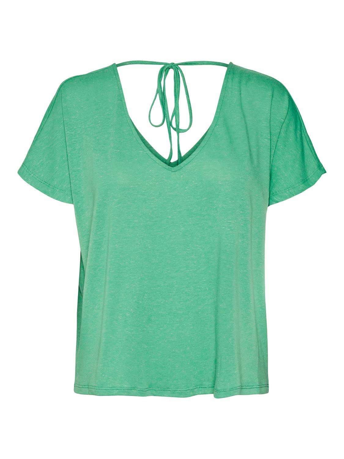 Vero Moda Vmmarijune Ss Deep V-neck Top Jrs T-shirt in Green | Lyst UK