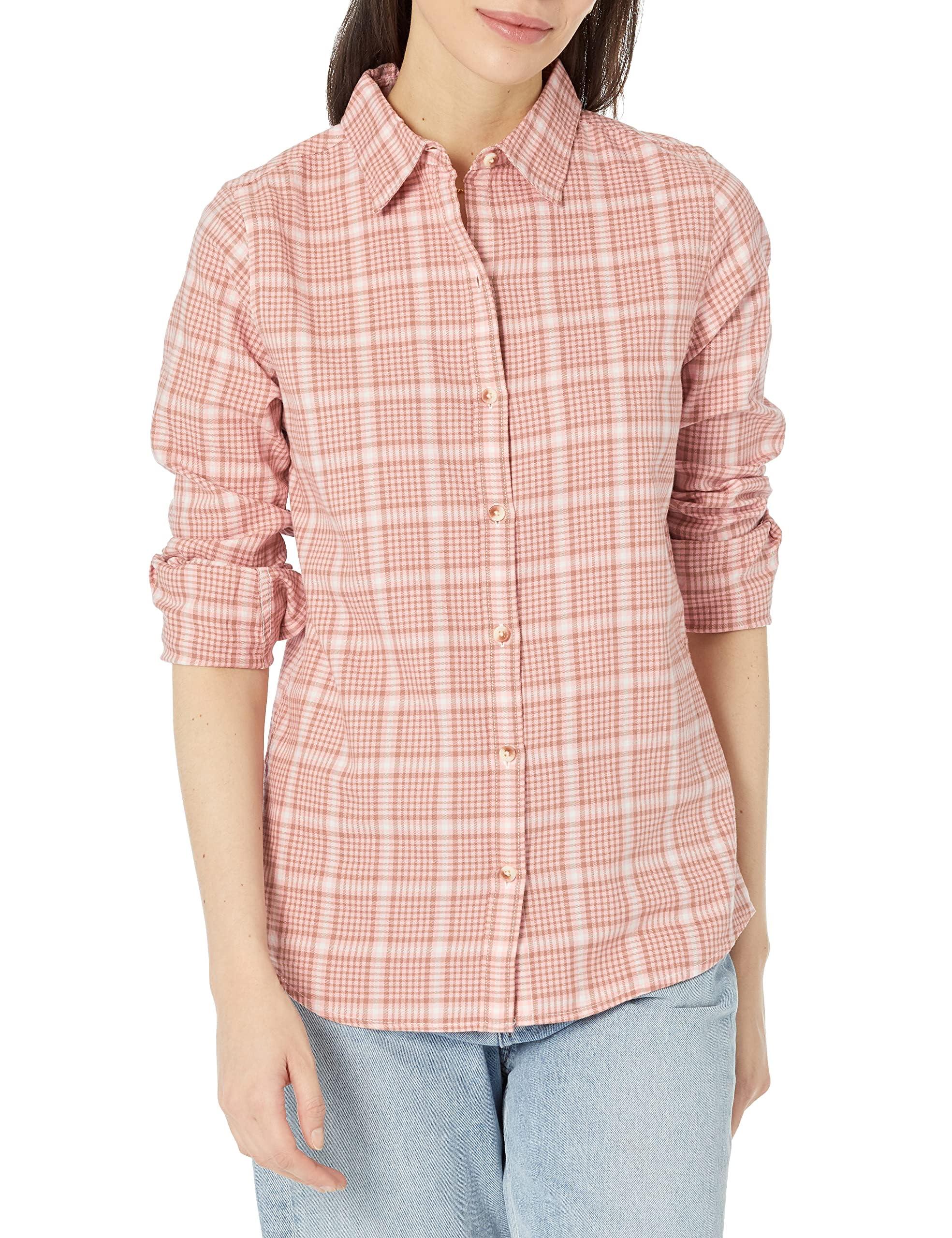 pink plaid flannel womens shirts