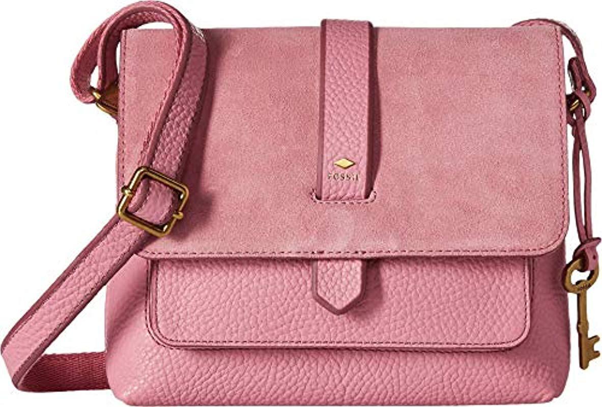 Fossil Leather Kinley Small Crossbody Bag in Pink - Lyst