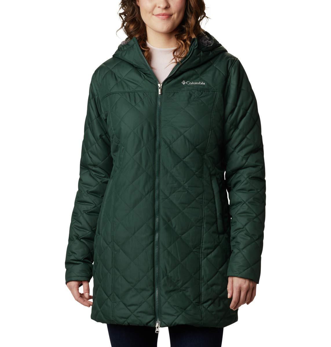 columbia copper crest quilted long jacket