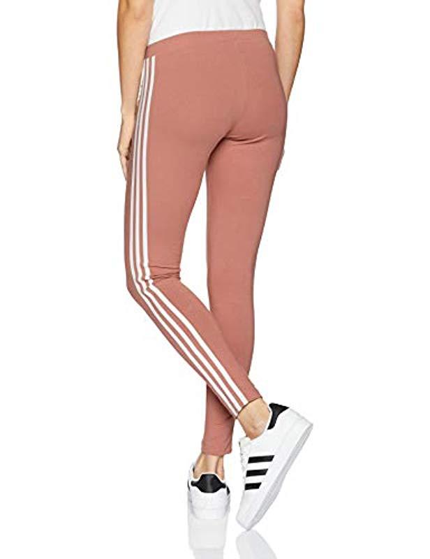 adidas Originals Cotton 3 Stripes Leggings in Ash Pink (Pink) - Lyst