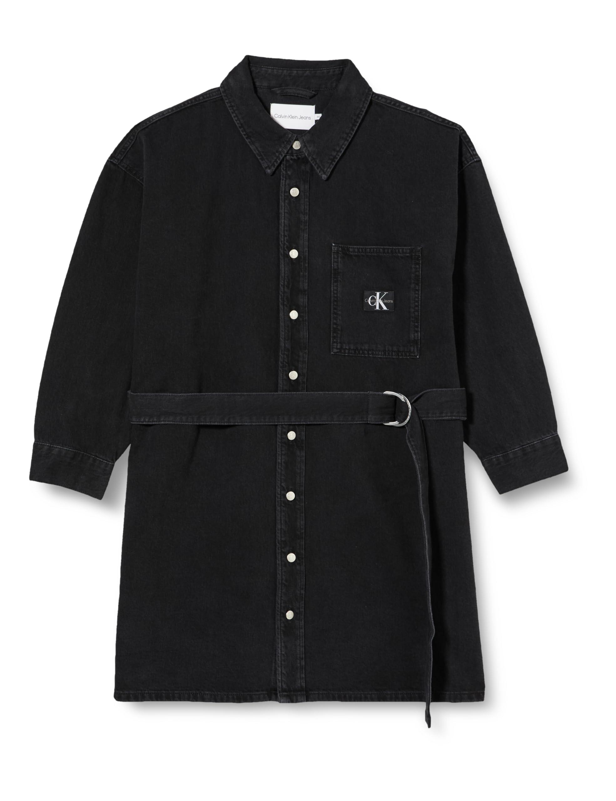 Calvin Klein Belted Denim Shirt Dress Plus Denim Dresses Black | Lyst UK