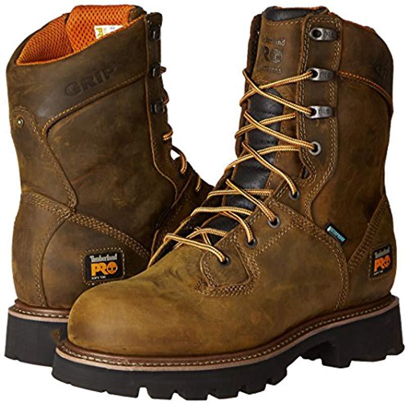 Timberland Leather 8" Crosscut Waterproof Softtoe Logger Work Boot in