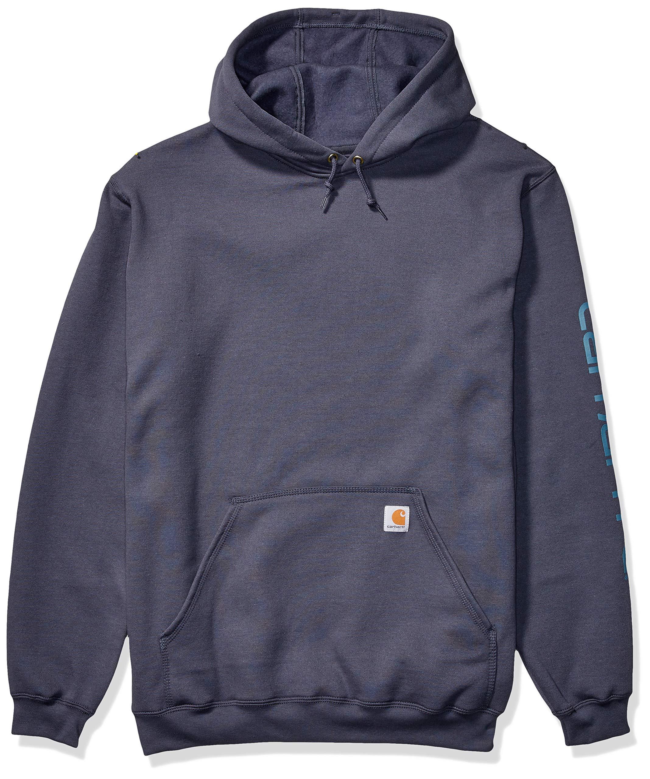 carhartt men's midweight hooded logo sleeve sweatshirt