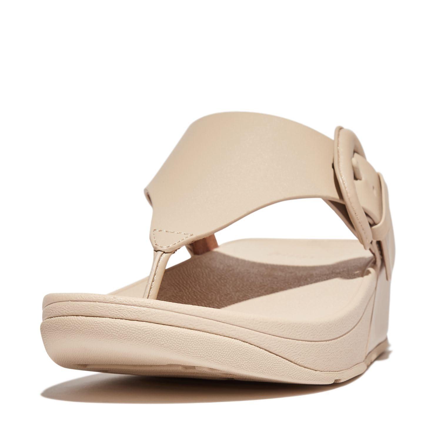 Fitflop Lulu Covered-buckle Raw-edge Leather Toe-thongs Sandal in