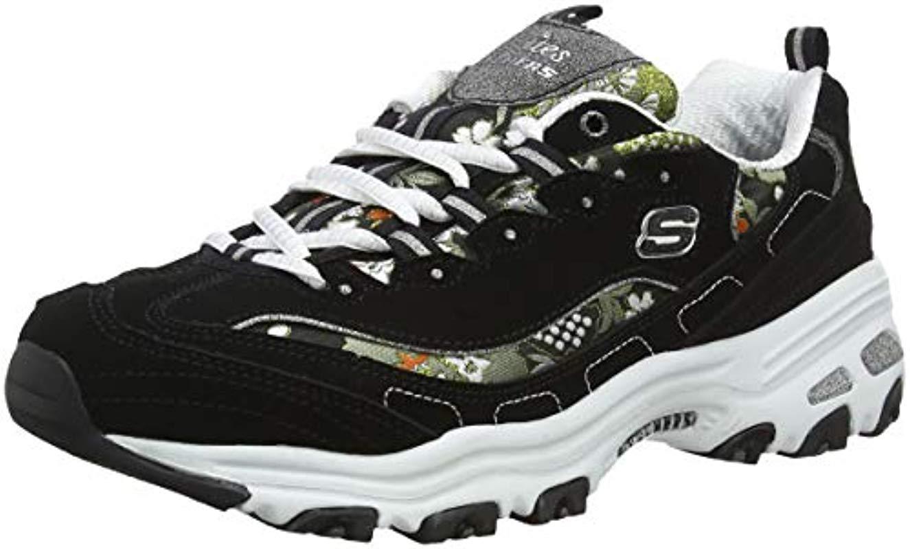 Skechers D'lites-floral Days Trainers in Black/White (Black) - Save 48% |  Lyst