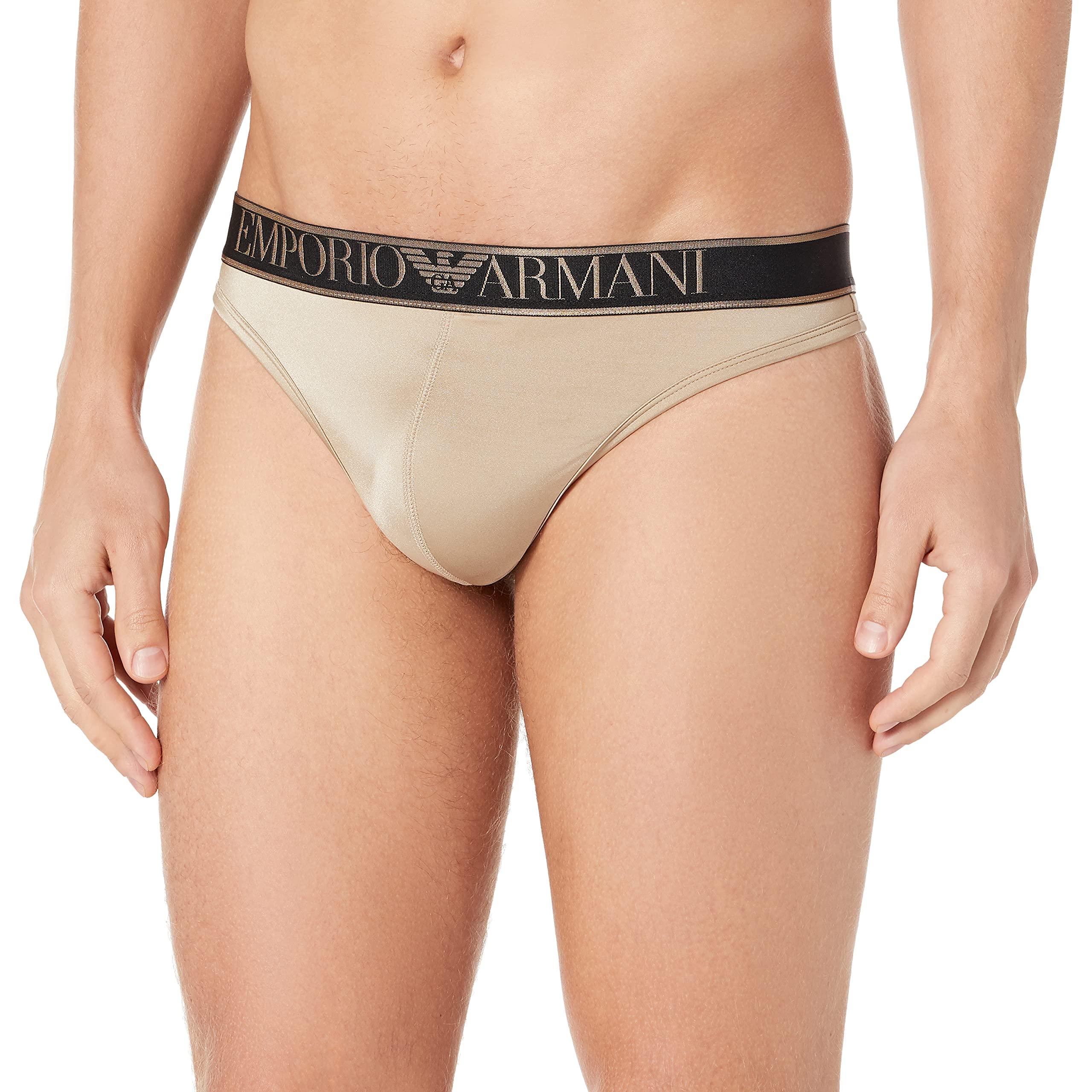 Emporio Armani Shiny Microfiber Thong in Natural for Men | Lyst