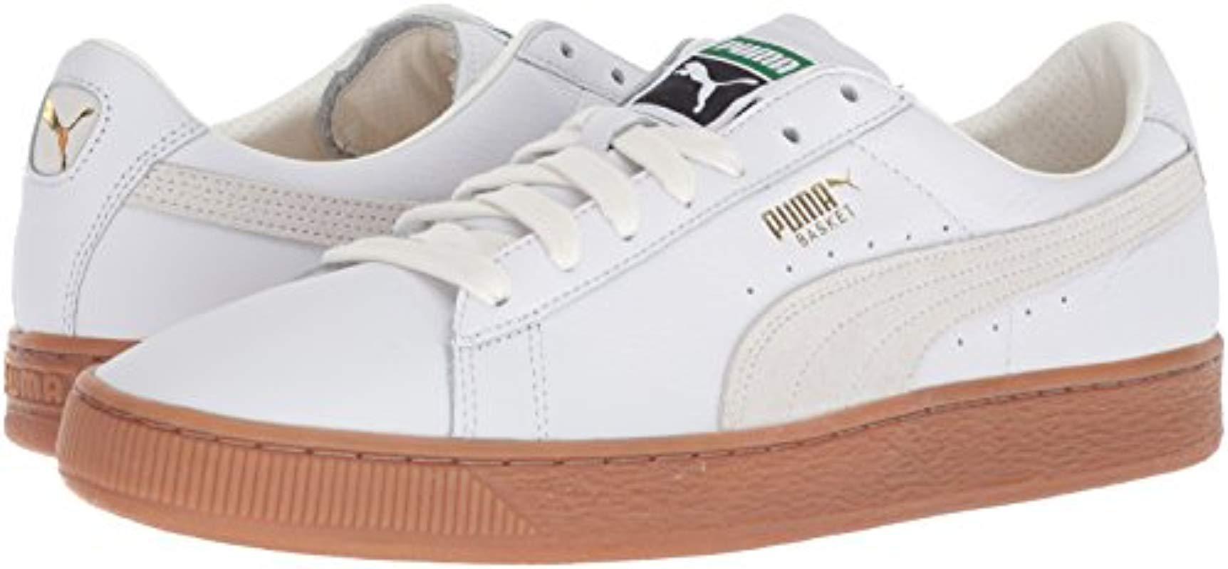 PUMA Leather Basket Classic Gum Deluxe Sneaker in White for Men | Lyst