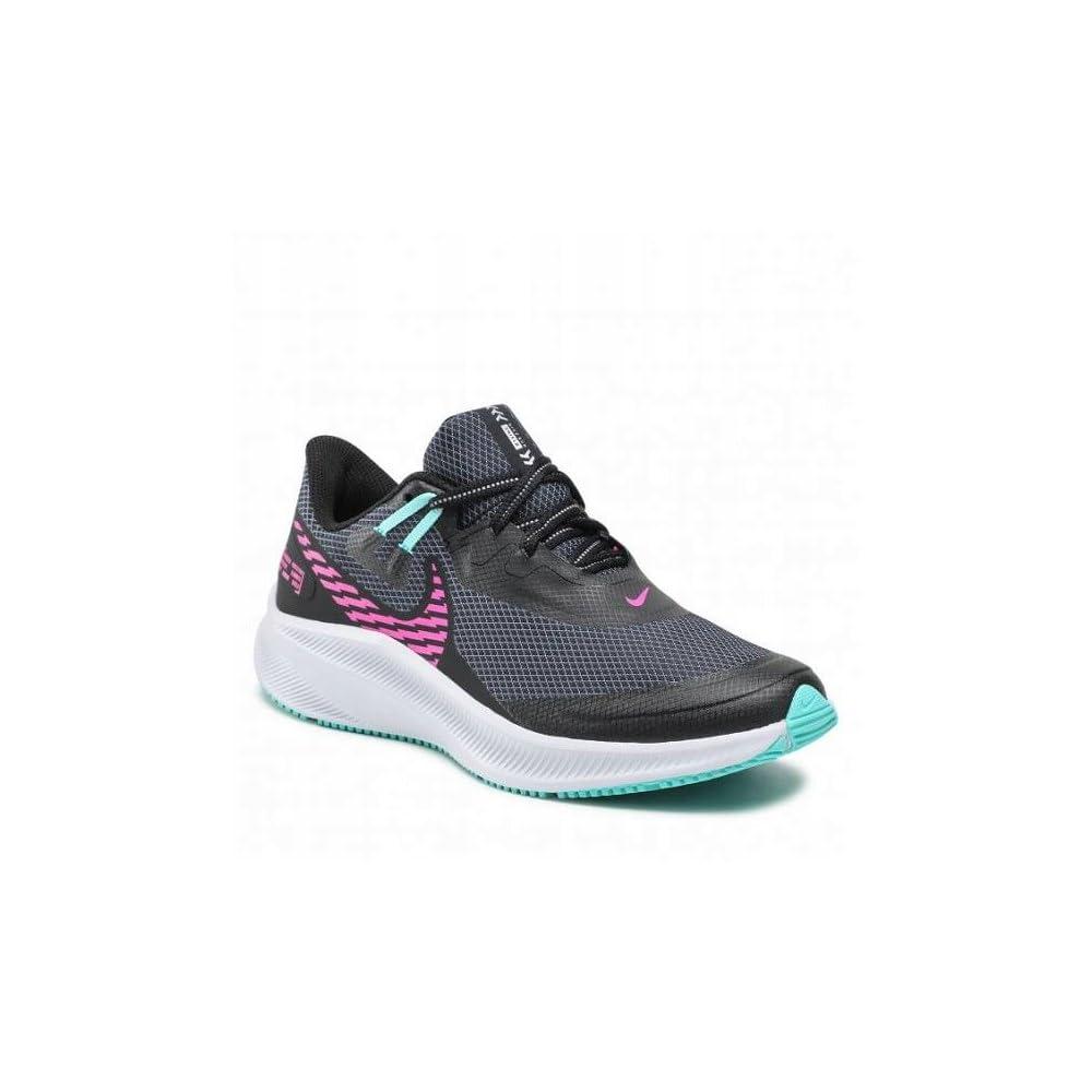 nike running quest 3 trainers in black and pink