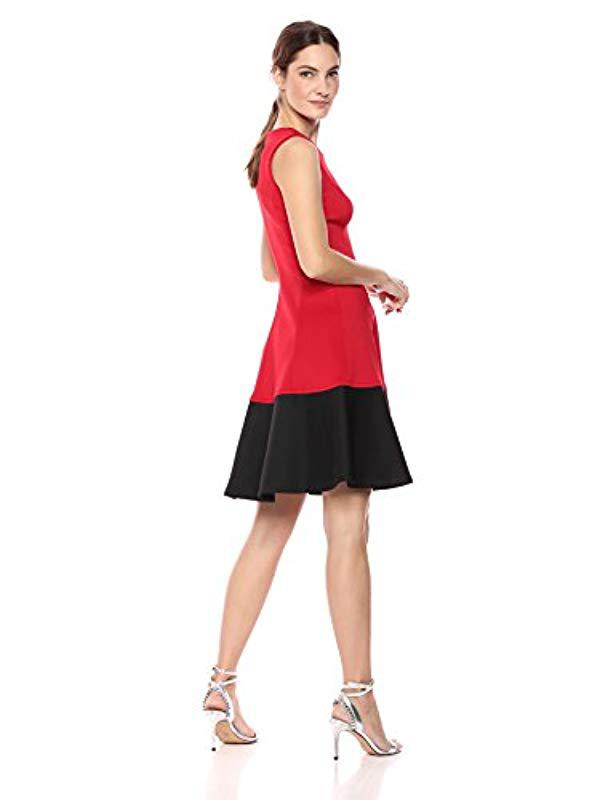 calvin klein colorblock fit and flare dress