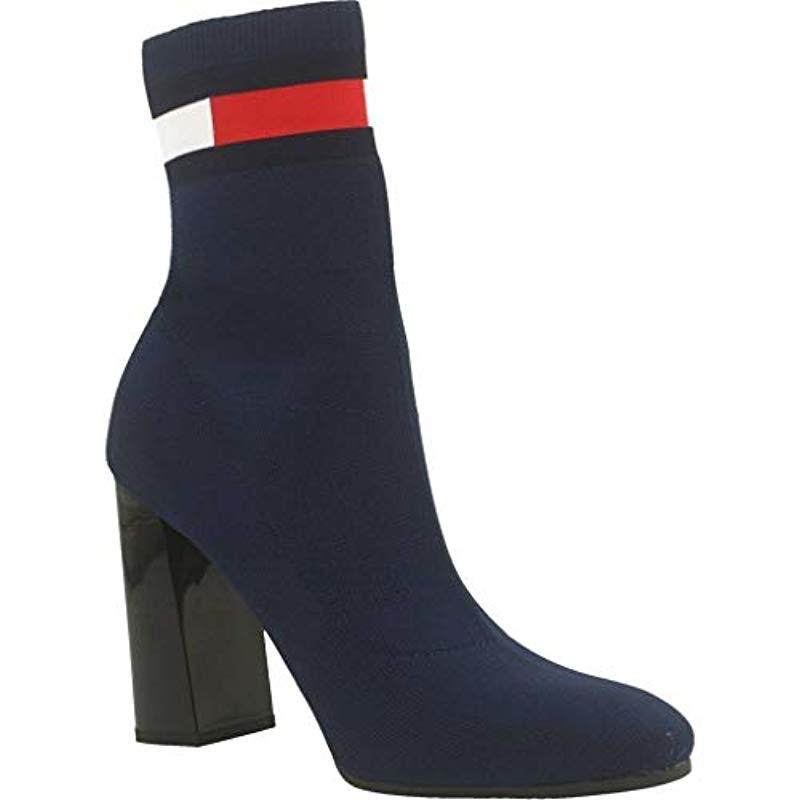 tommy hilfiger flag heeled sock boots