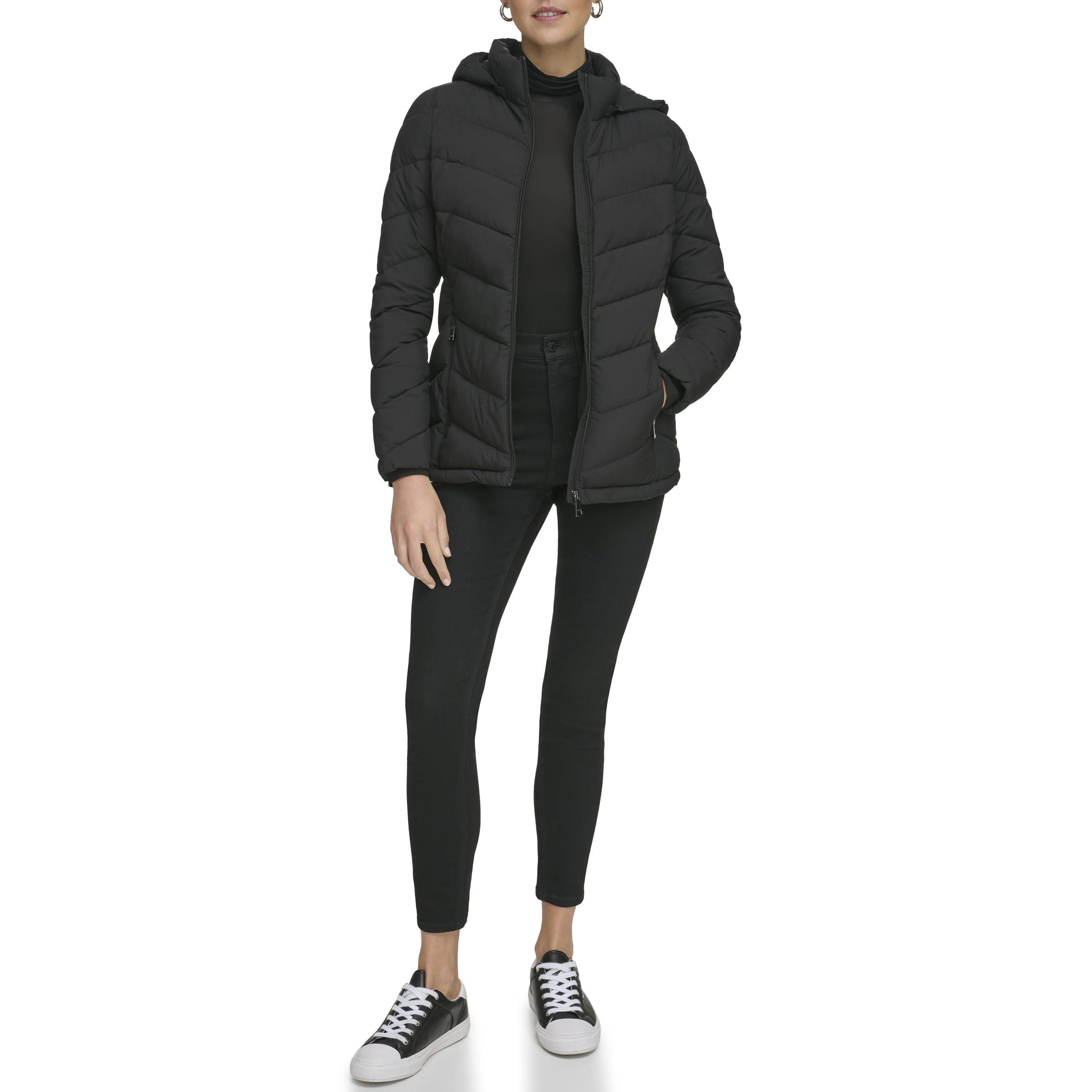 Calvin Klein Light-weight Hooded Puffer Jacket in Black | Lyst