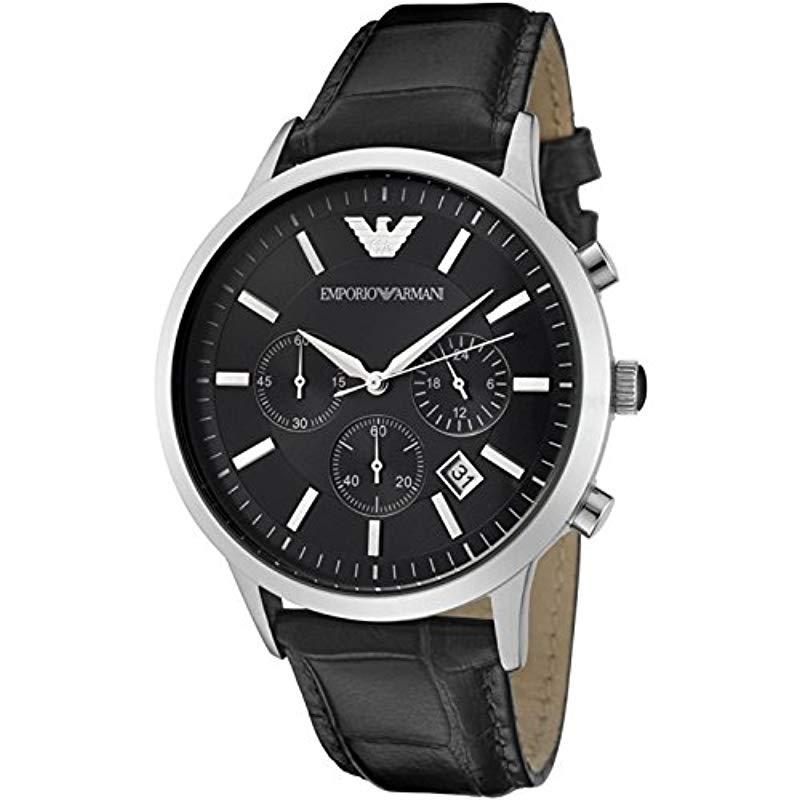 emporio armani watch men's black leather strap ar2447