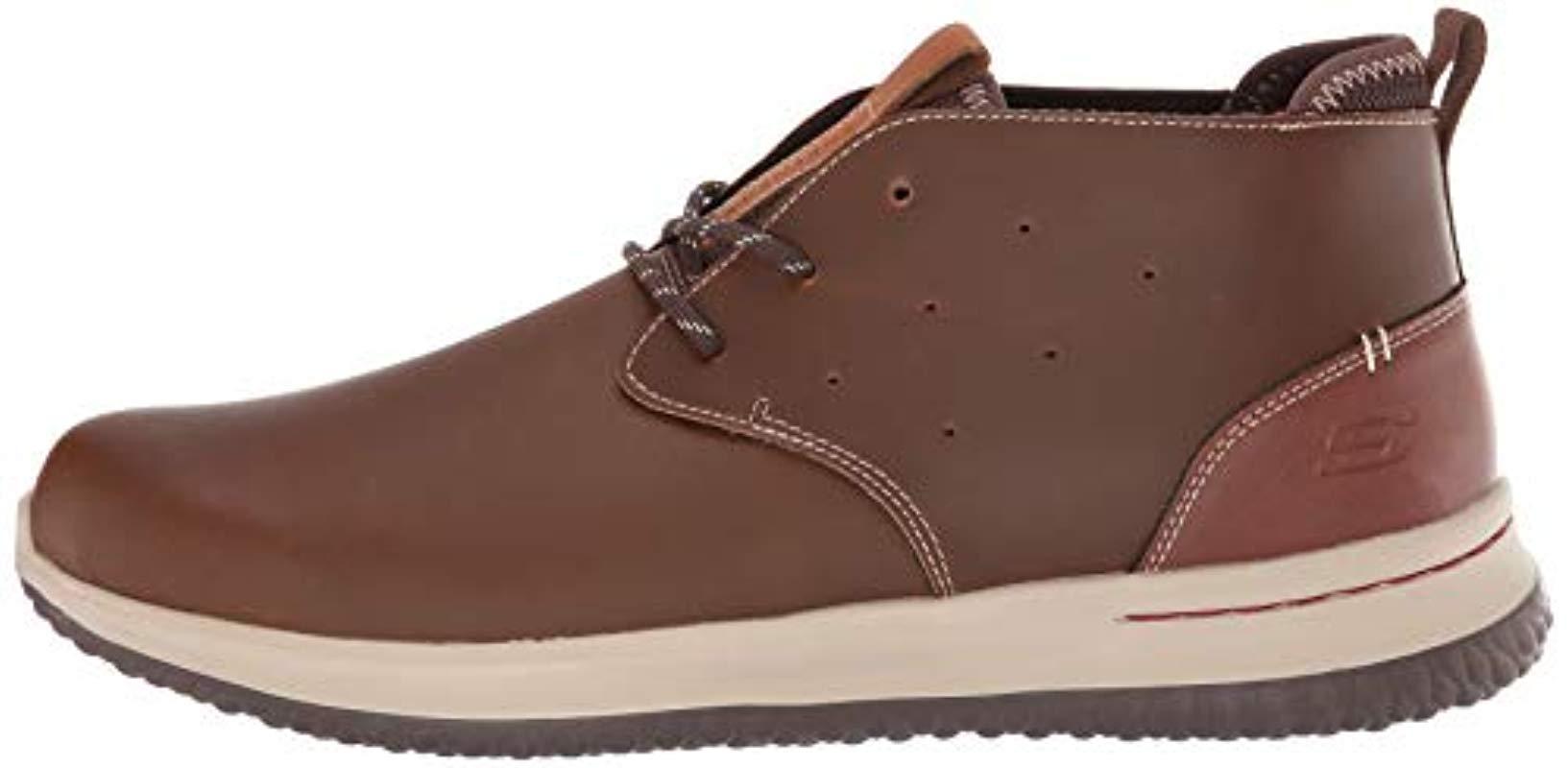 skechers lace up hombre marron