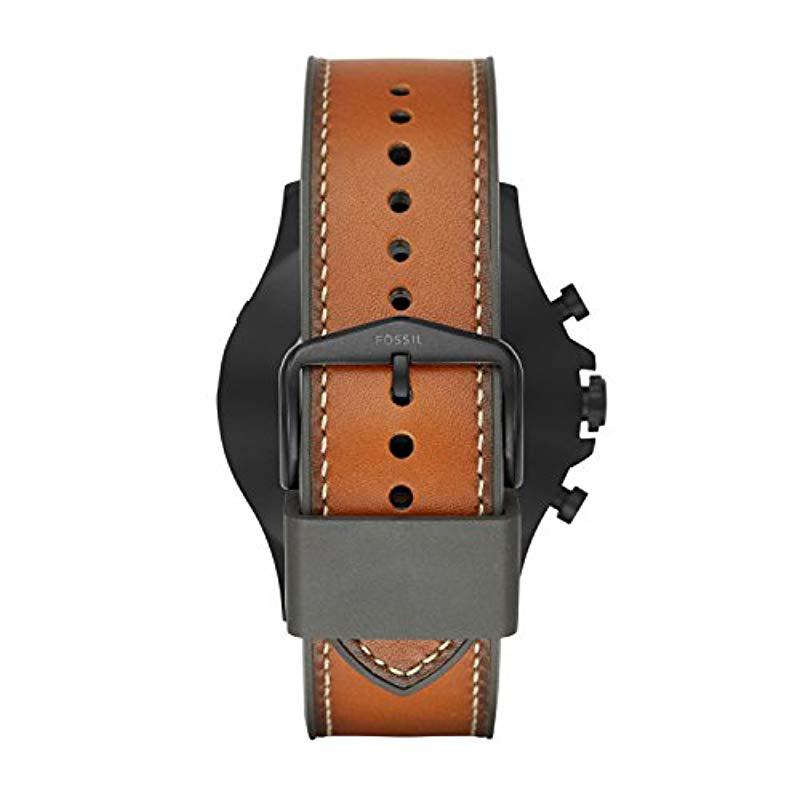 movado men's swiss made hybrid circa leather strap smartwatch