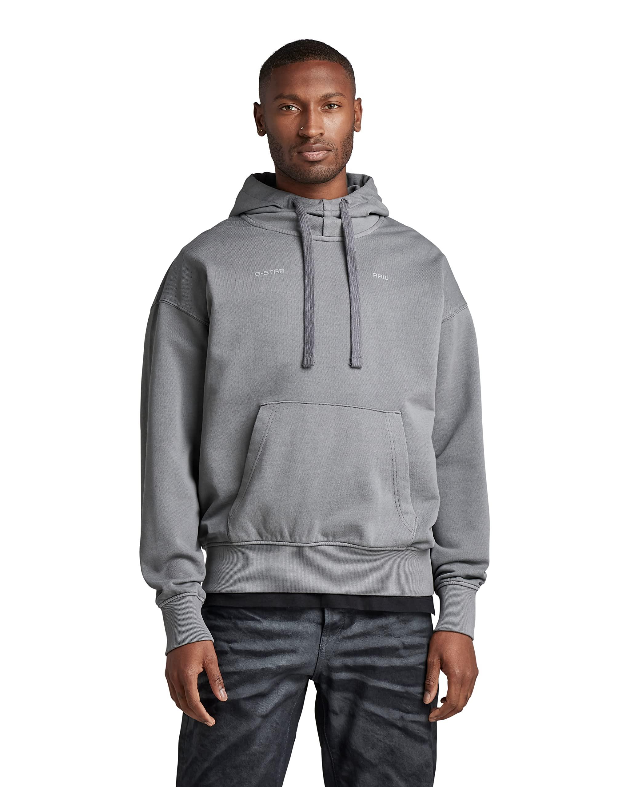 G-Star RAW Garment Dyed Oversized Hooded Sweater in Grey for Men | Lyst UK