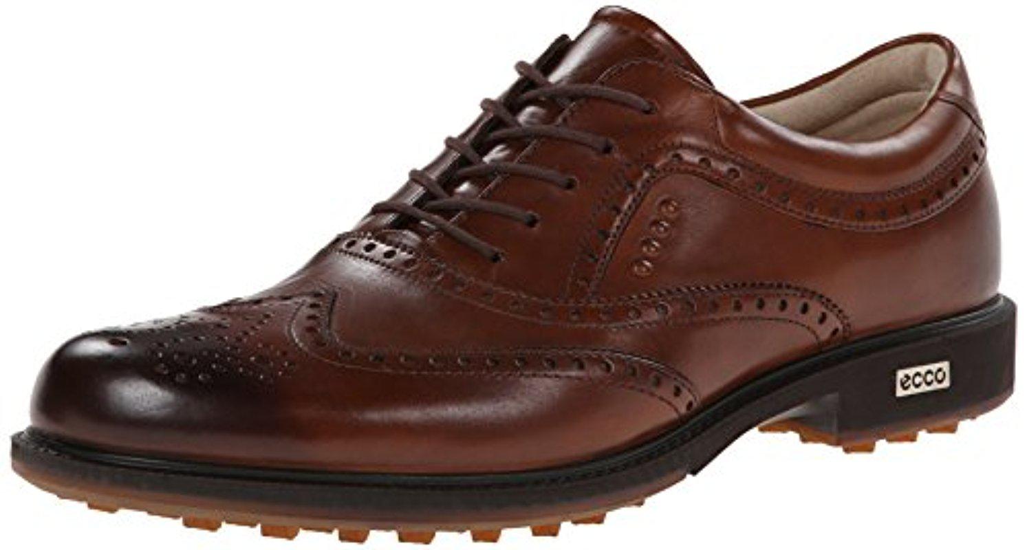 Ecco Leather Biom Tour Hybrid Wing Tip Golf Shoe in Walnut (Brown) for