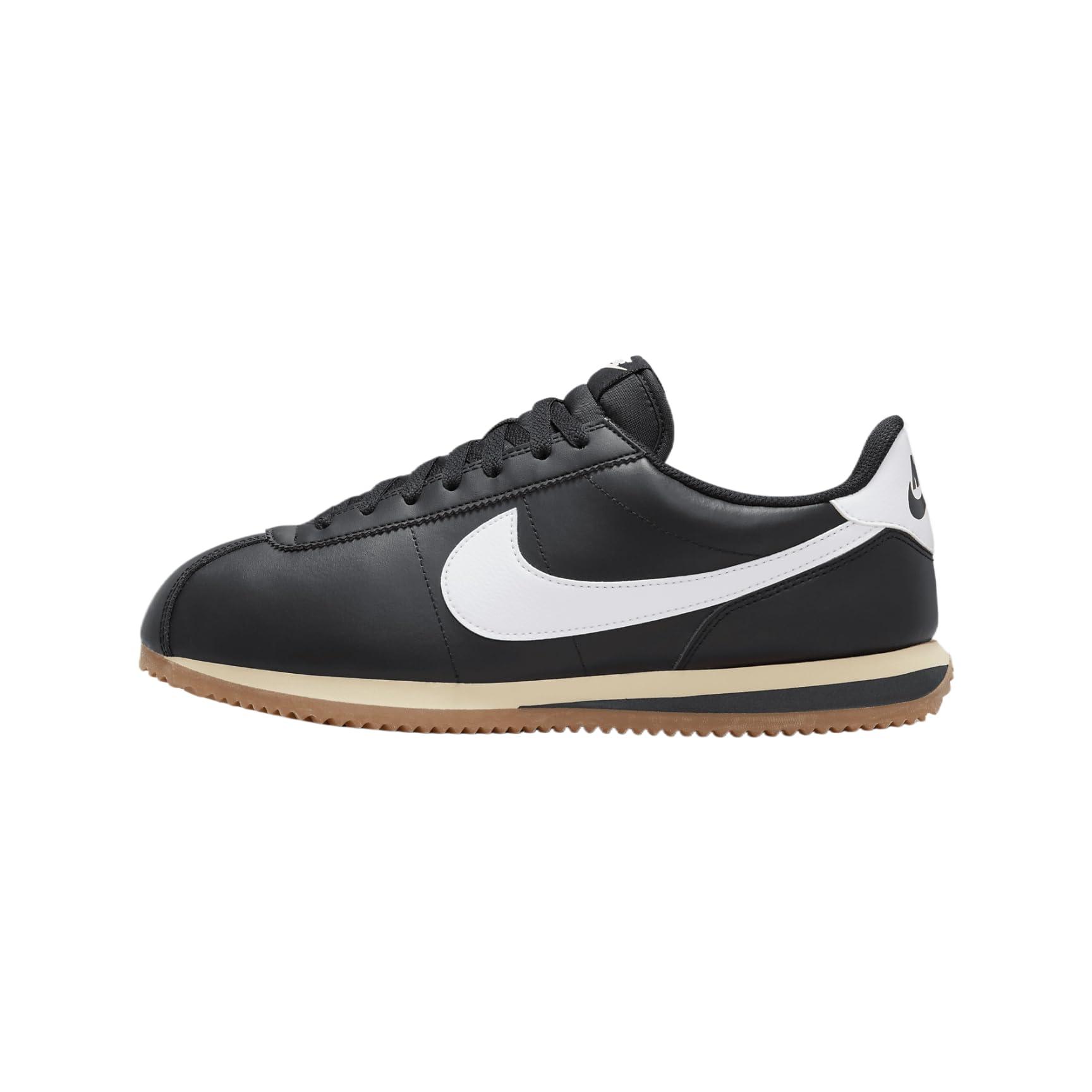 Nike cortez black grey leather sales