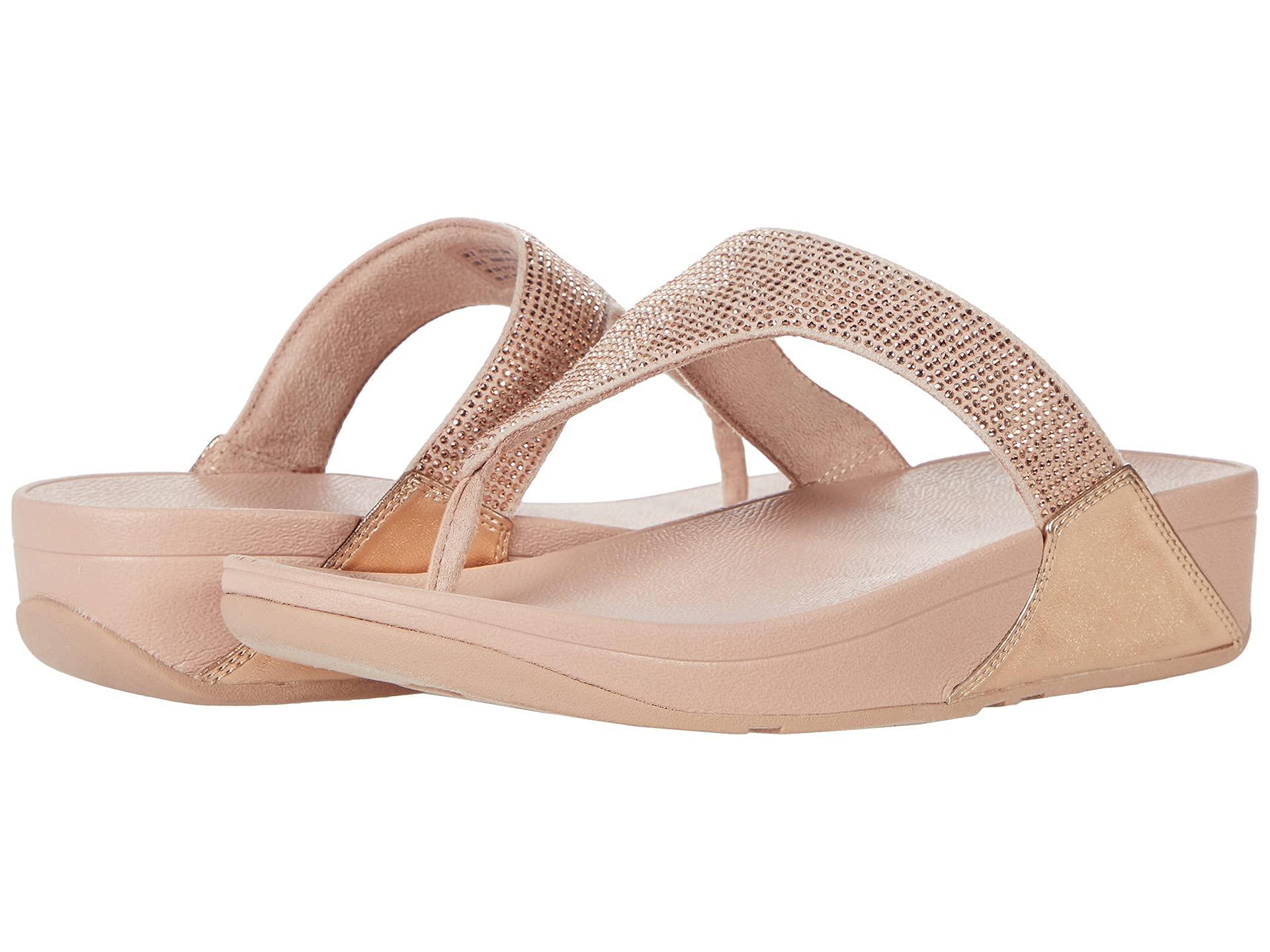 Fitflop Lulu Crystal Embellished Toe-post Sandals in Metallic | Lyst UK
