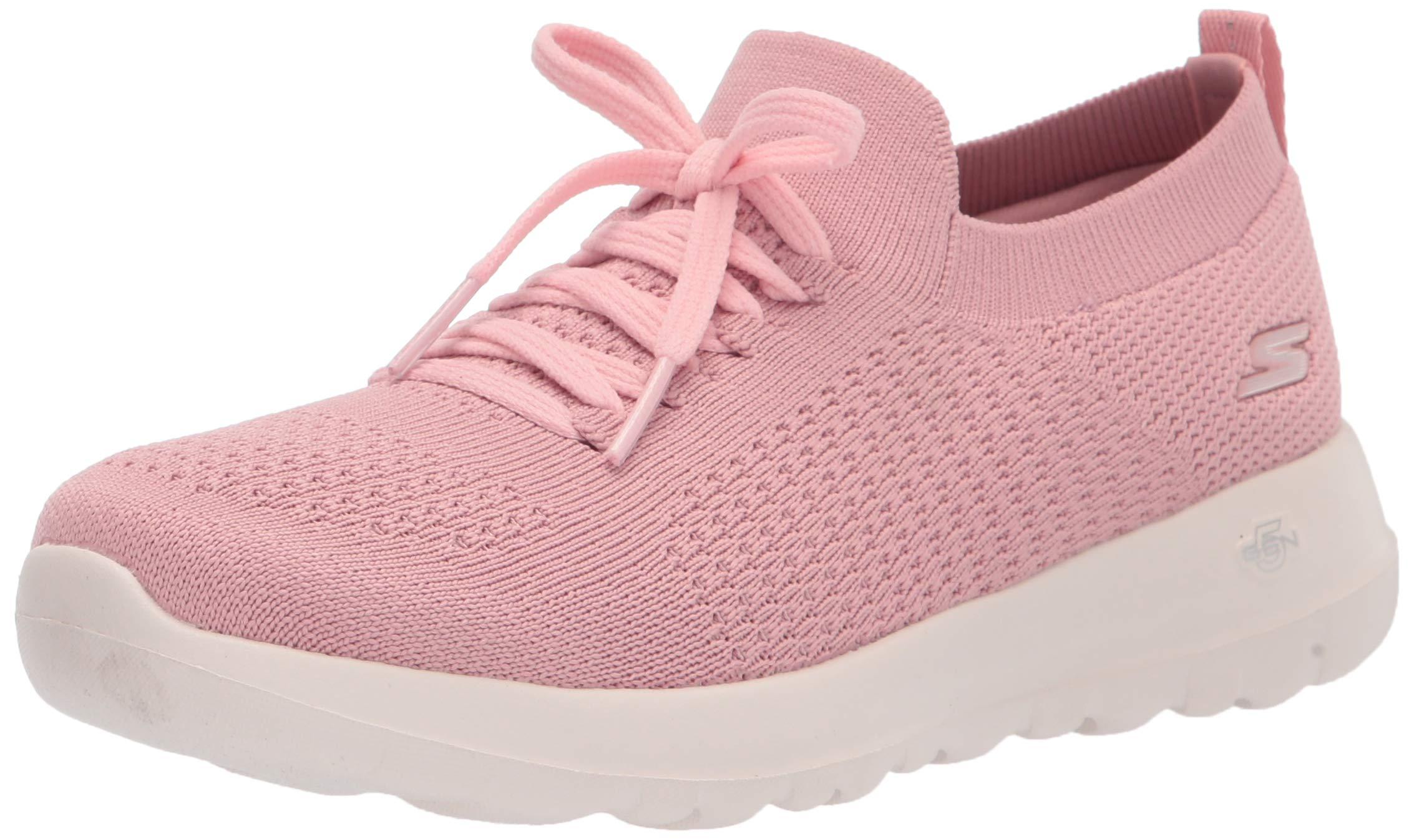 Skechers Womens Go Walk Joy Knit Slip On With Laces Sneaker in Pink | Lyst