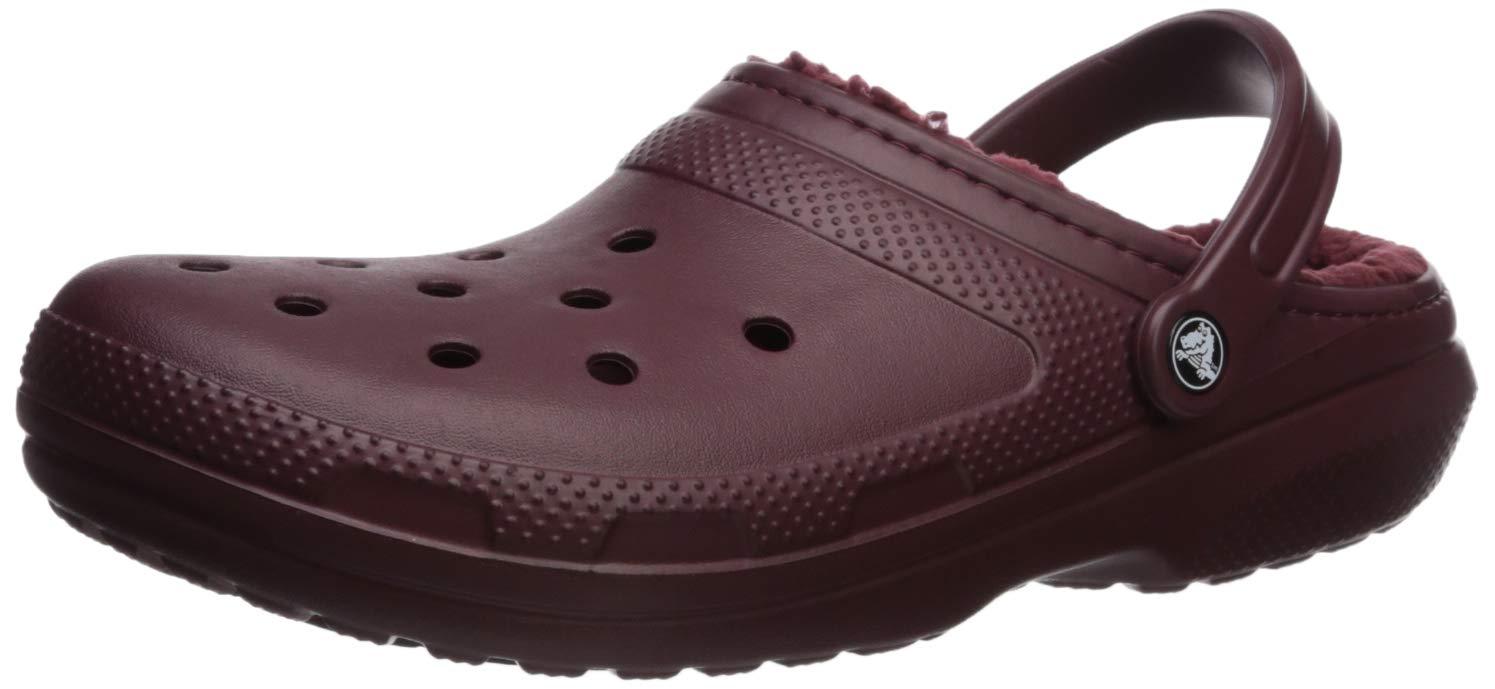 Burgundy crocs with fur deals