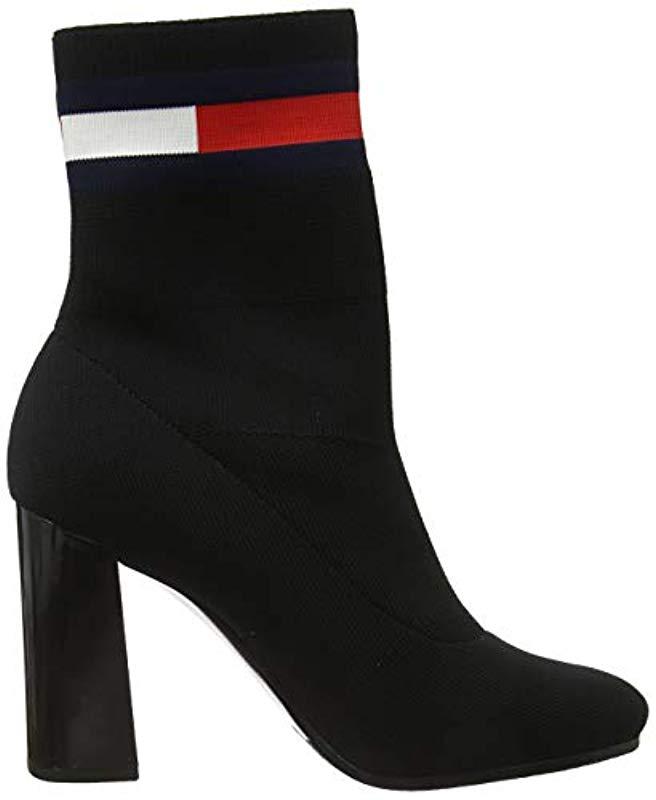 Tommy Hilfiger Womens Sock Heeled Boots Black | Lyst UK