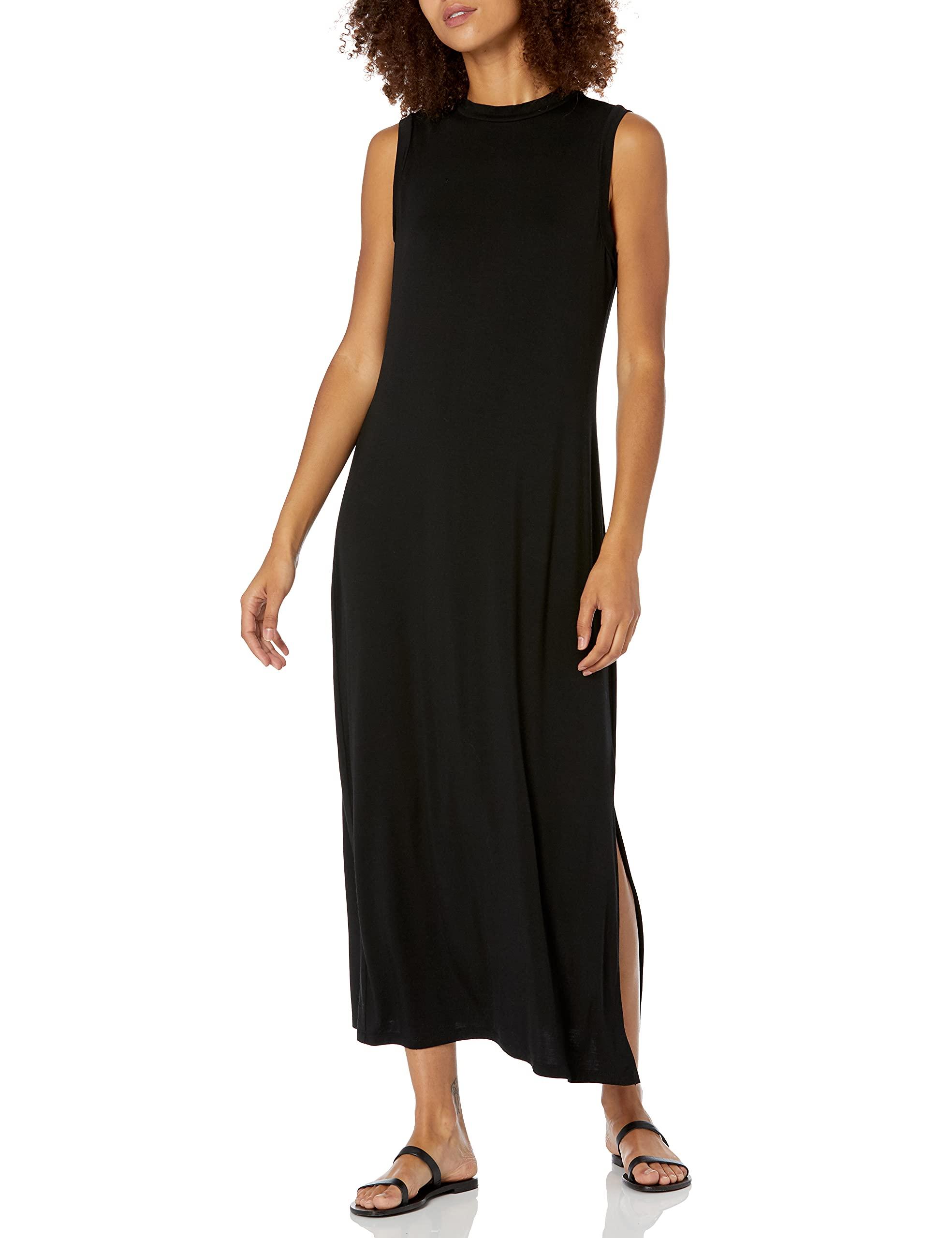 Amazon Essentials Jersey Sleeveless Mock Neck Maxi Dress in Black | Lyst
