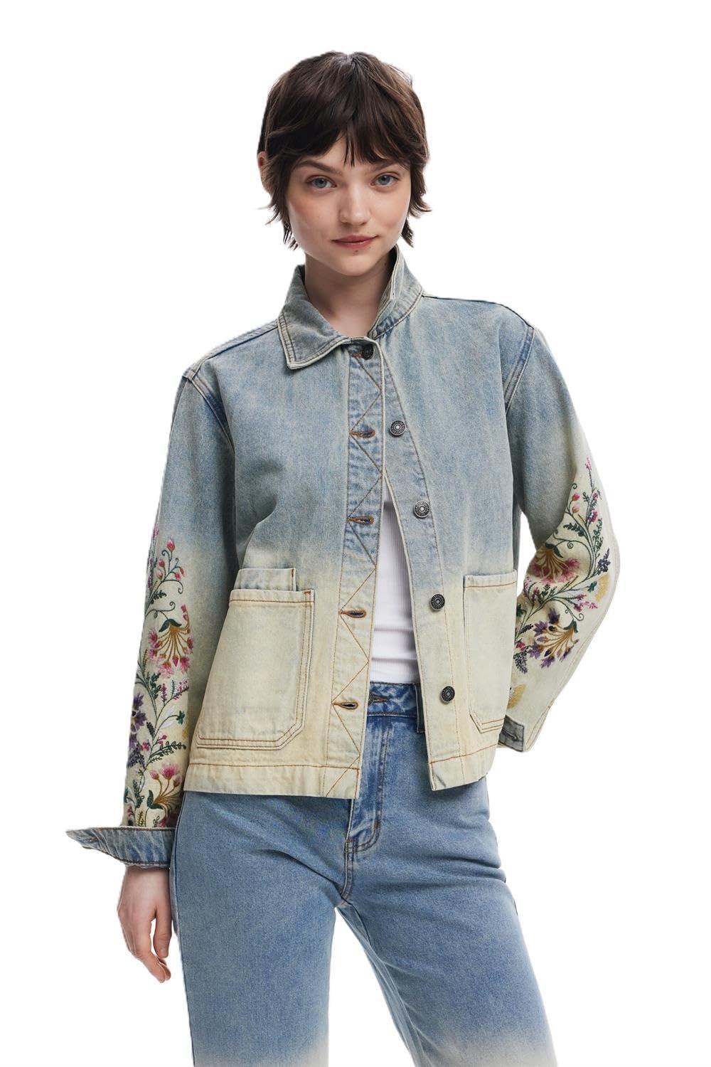 Desigual ニットドッキング 刺繍 ビジュー Gジャン 42 大きい