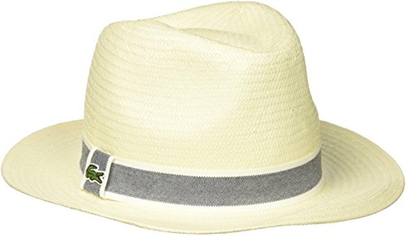 Lacoste Woven Straw Hat in Metallic for 