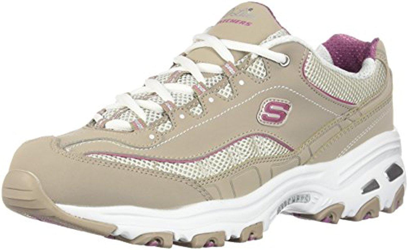 Skechers Sport D'lites Memory Foam Lace-up Sneaker,taupe Life Saver,8 M Us  | Lyst