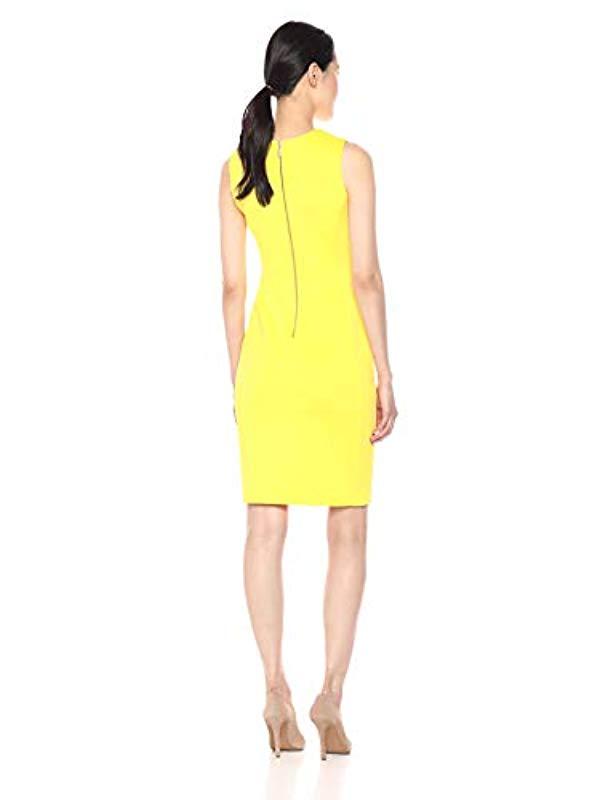 Calvin Klein Sleeveless Scuba Starburst Sheath Dress in Yellow | Lyst