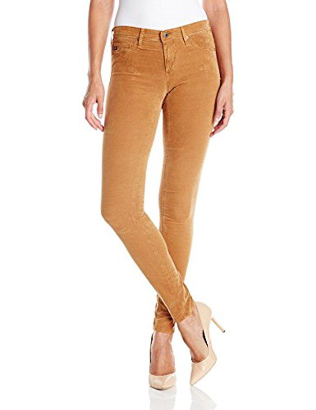 AG Jeans Velvet Corduroy Legging Super Skinny Jean in Brown | Lyst