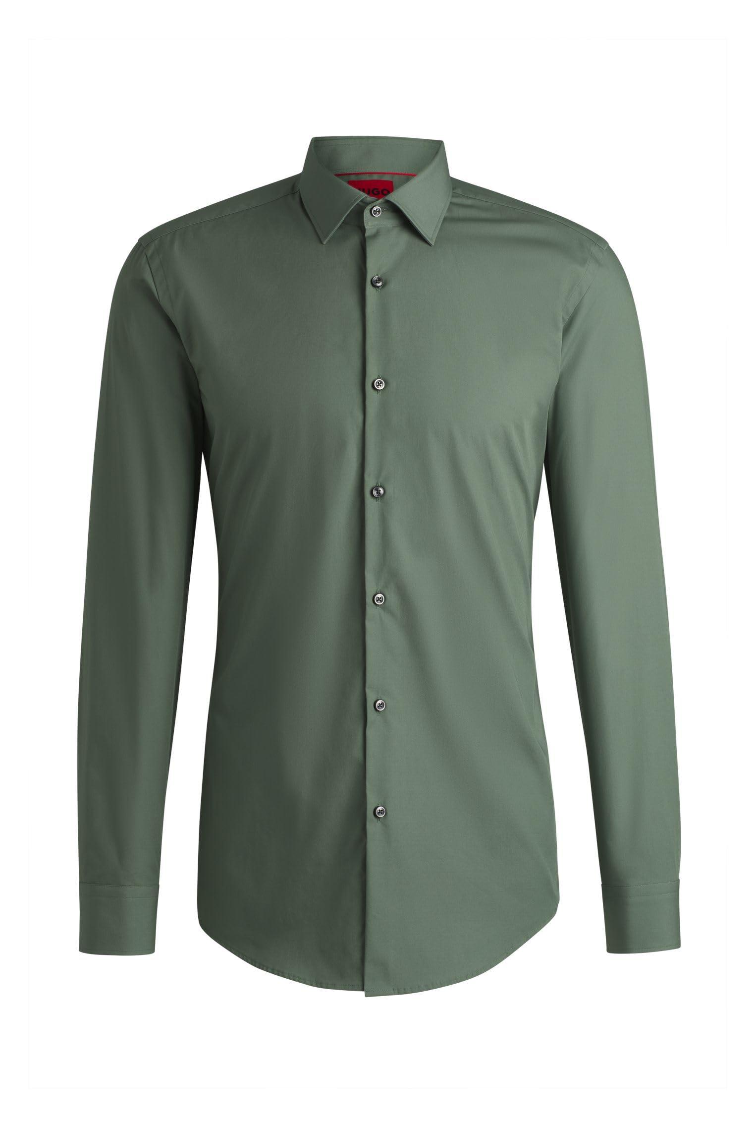 HUGO S Kenno Slim-fit Business Shirt In Cotton Poplin in Green for