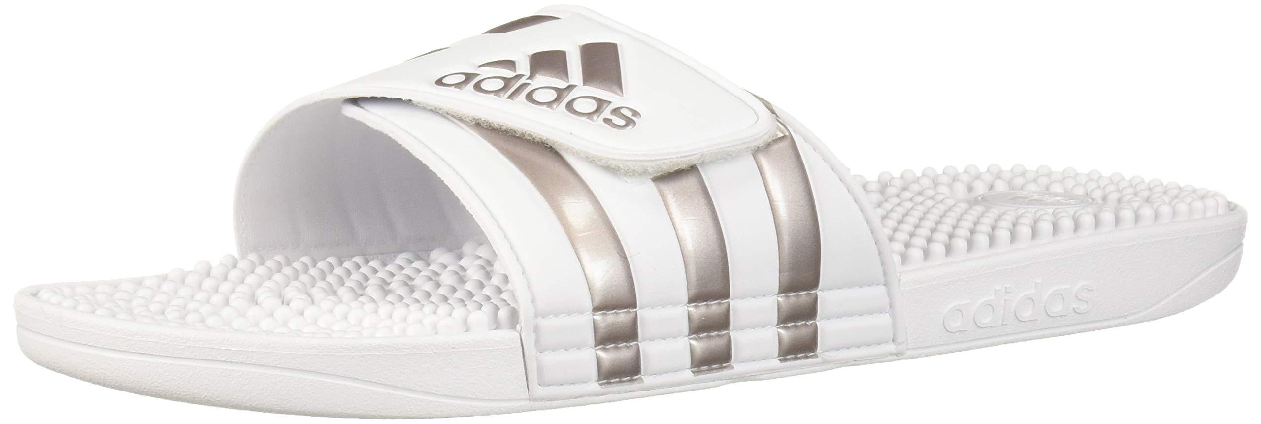adidas Adissage in White/Platinum Metallic/White (White) | Lyst