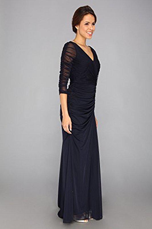 Adrianna Papell Synthetic Draped Covered Gown In Blue Lyst