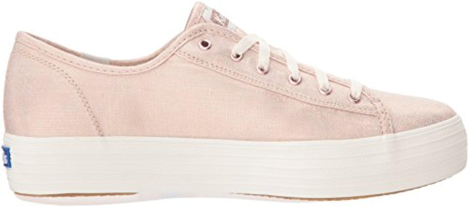 keds triple kick metallic linen silver