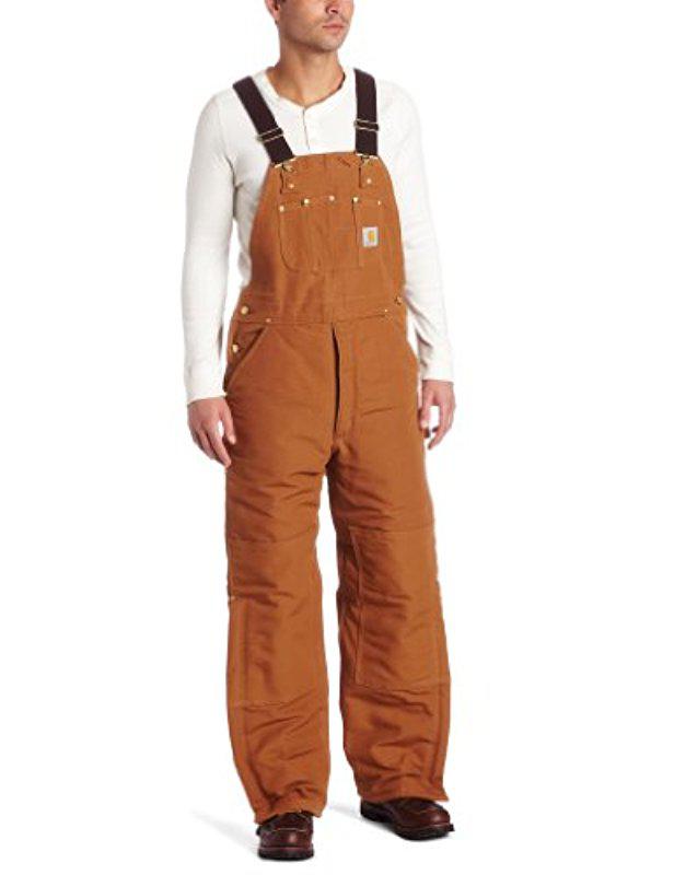 Carhartt Cotton Arctic Quilt Lined Duck Bib Overalls R03 in Brown for ...