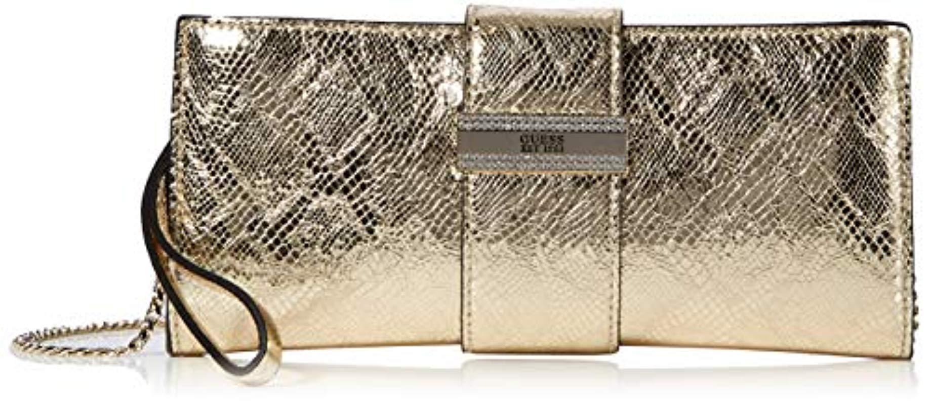 guess gold clutch