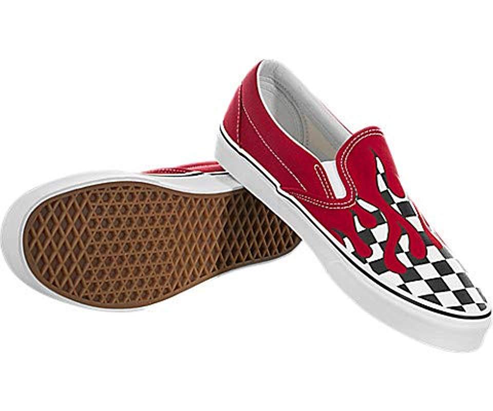 vans red and black checkerboard slip ons
